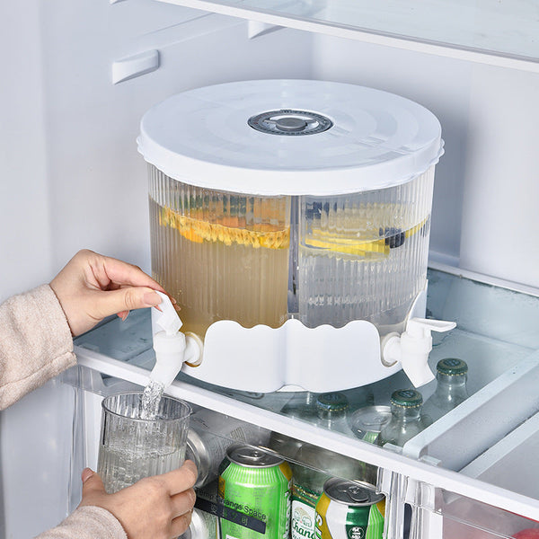 Elosung Water Bottle + 4 Cups Large Capacity Rotating Beverage Dispenser With Faucet Multi Compartment Refrigerator Jug For Juice Tea And Drinks Dispe