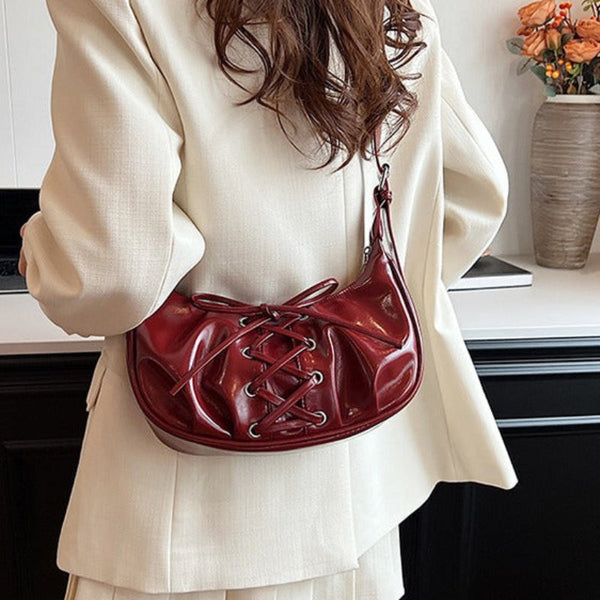 Elosung Red Elegant Bowknot Design Shoulder Bag Chic Underarm Dumpling For Trendy Looks Women's Bags & Handbags