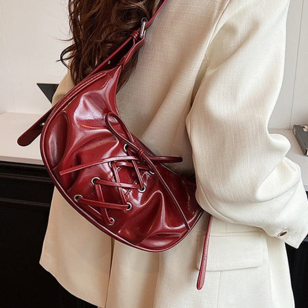 Elosung Red Elegant Bowknot Design Shoulder Bag Chic Underarm Dumpling For Trendy Looks Women's Bags & Handbags
