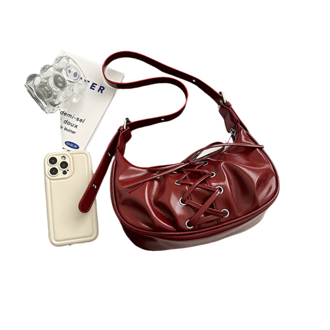 Elosung Red Elegant Bowknot Design Shoulder Bag Chic Underarm Dumpling For Trendy Looks Women's Bags & Handbags