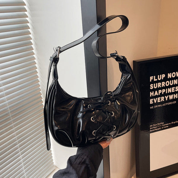 Elosung Black Elegant Bowknot Design Shoulder Bag Chic Underarm Dumpling For Trendy Looks Women's Bags & Handbags