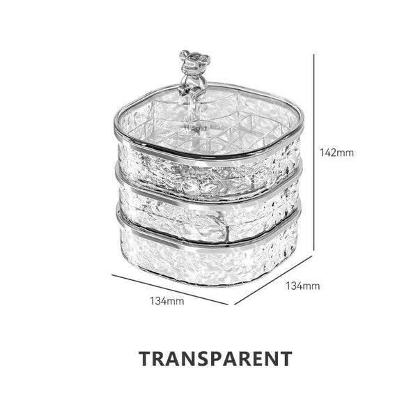 Veile Studios Transparent Three Layer Jewelry Organizer Box Stylish And Anti Oxidation Storage For Earrings Necklaces Rings Jewellery Holders & Organi
