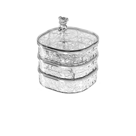 Veile Studios Transparent Three Layer Jewelry Organizer Box Stylish And Anti Oxidation Storage For Earrings Necklaces Rings Jewellery Holders & Organi