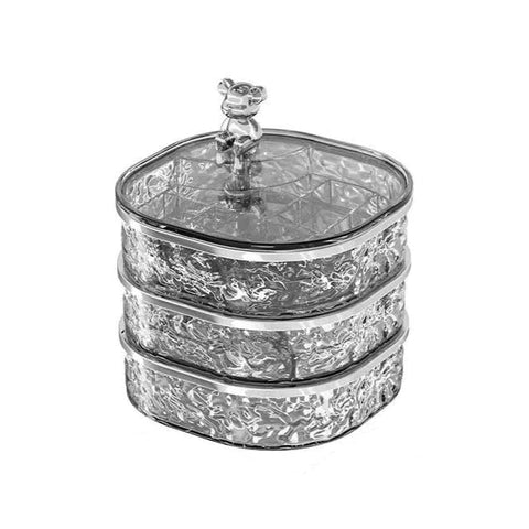 Veile Studios Grey Three Layer Jewelry Organizer Box Stylish And Anti Oxidation Storage For Earrings Necklaces Rings Jewellery Holders & Organisers