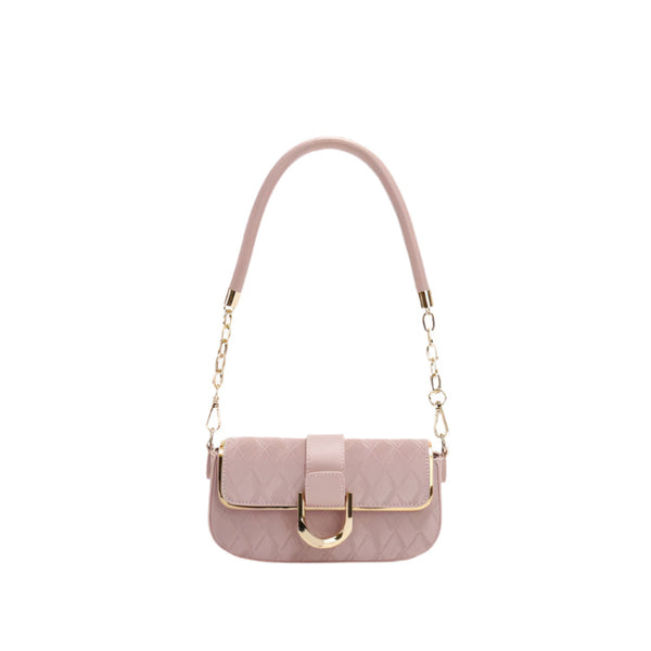 Elosung Pink Elegant Quilted Chain Shoulder Bag For Office Professionals | Simple And Fashionable Small Square Women Women's Bags & Handbags