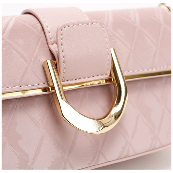 Elosung Pink Elegant Quilted Chain Shoulder Bag For Office Professionals | Simple And Fashionable Small Square Women Women's Bags & Handbags