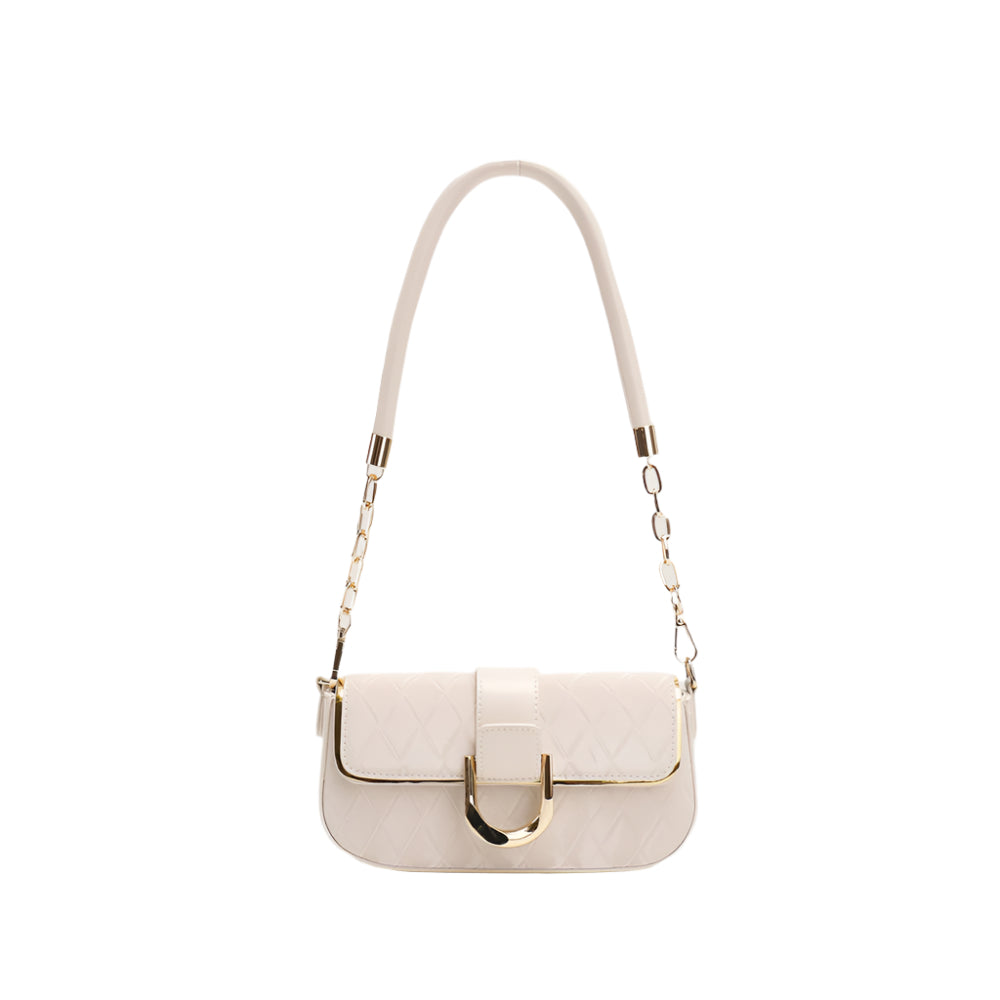 White Elegant Quilted Chain Shoulder Bag For Office Professionals | Simple And Fashionable Small Square Women Women's Bags & Handbags