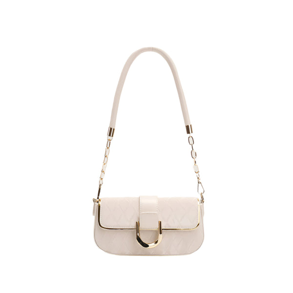 White Elegant Quilted Chain Shoulder Bag For Office Professionals | Simple And Fashionable Small Square Women Women's Bags & Handbags
