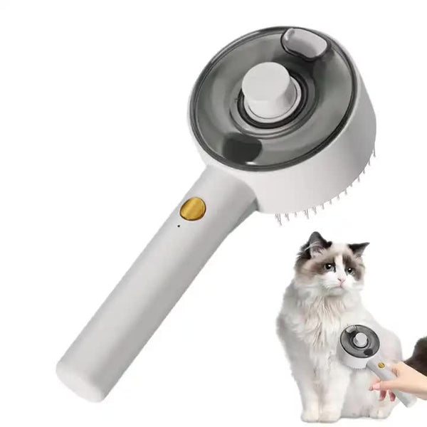 White Pet Grooming Spray And Massage Brush | One Click Hair Removal Comb For Cats & Dogs Uv Sterilization Mites Control Dog Grooming