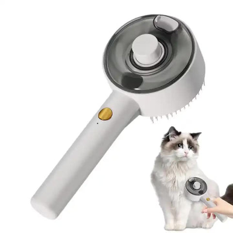 White Pet Grooming Spray And Massage Brush | One Click Hair Removal Comb For Cats & Dogs Uv Sterilization Mites Control Dog Grooming