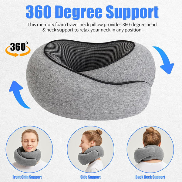 Elosung Black Hook And Loop Tape Memory Foam U Shaped Neck Pillow Travel Cushion With Magnetic Therapy Cloth Pillows
