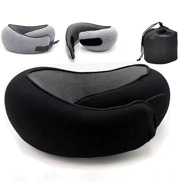 Elosung Black Hook And Loop Tape Memory Foam U Shaped Neck Pillow Travel Cushion With Magnetic Therapy Cloth Pillows