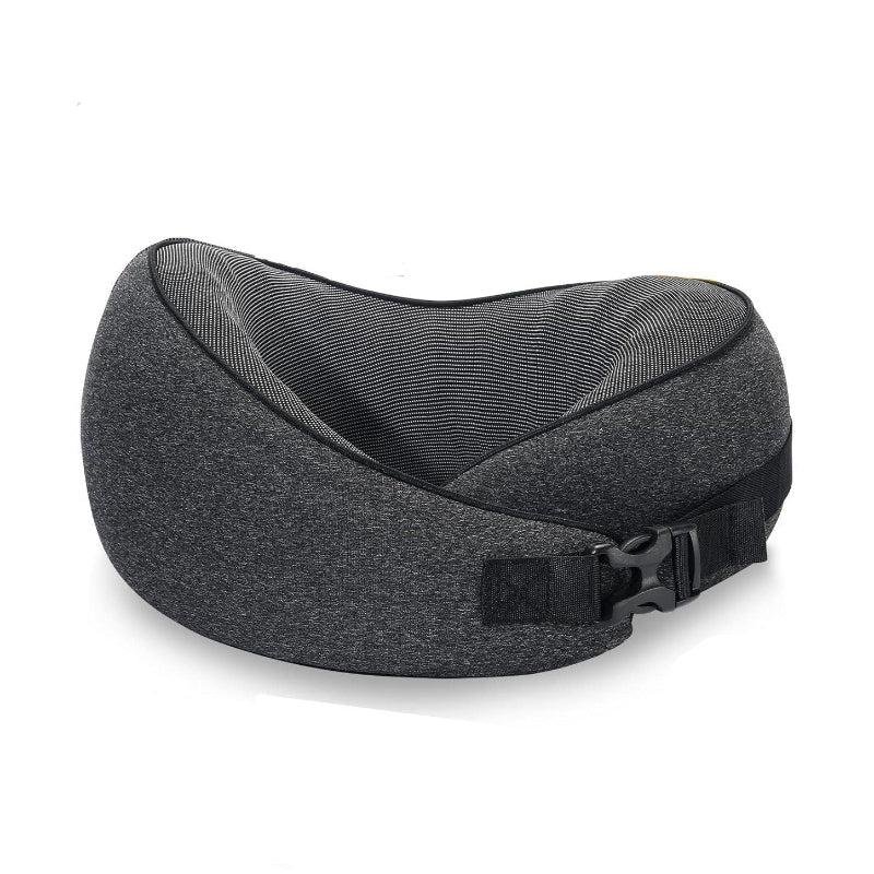 Elosung Dark Gray Buckle Tape Memory Foam U Shaped Neck Pillow Snail Travel Cushion For Airplane Office Nap And With Magnetic Therapy Cloth Pillows