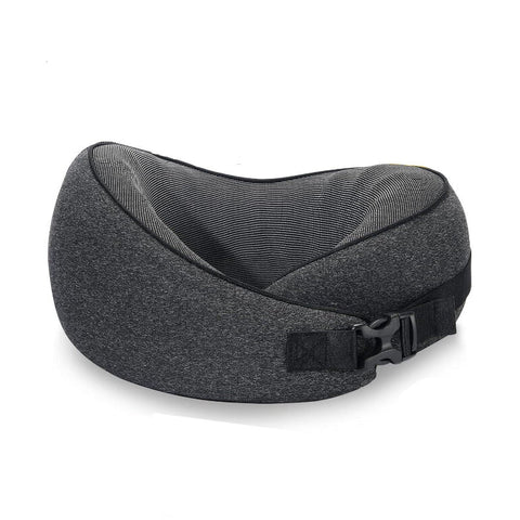 Elosung Dark Gray Buckle Tape Memory Foam U Shaped Neck Pillow Snail Travel Cushion For Airplane Office Nap And With Magnetic Therapy Cloth Pillows