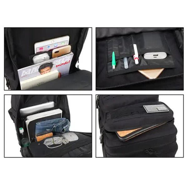 Elosung Black Outdoor Sports Backpack Large Capacity Travel Commuter Waterproof Multifunctional Backpacks