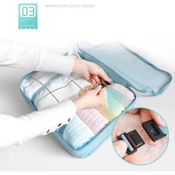 Elosung Cactus Pattern 8 Piece Travel Organizer Packing Bags For Clothes Shoes Underwear And Toiletries With Drawstring Zip Pouches Packing Organisers