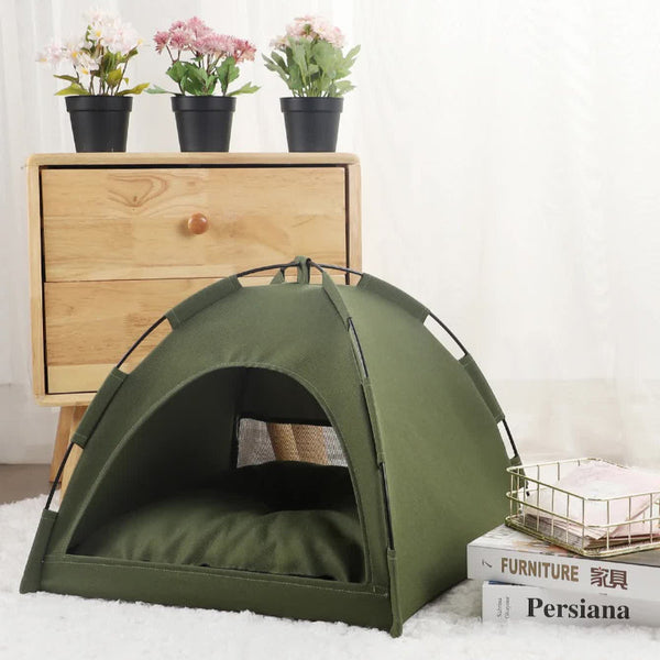 S Green Foldable Breathable Summer Pet Tent With Cooling Mat Portable Outdoor And Indoor Shelter Pet Beds