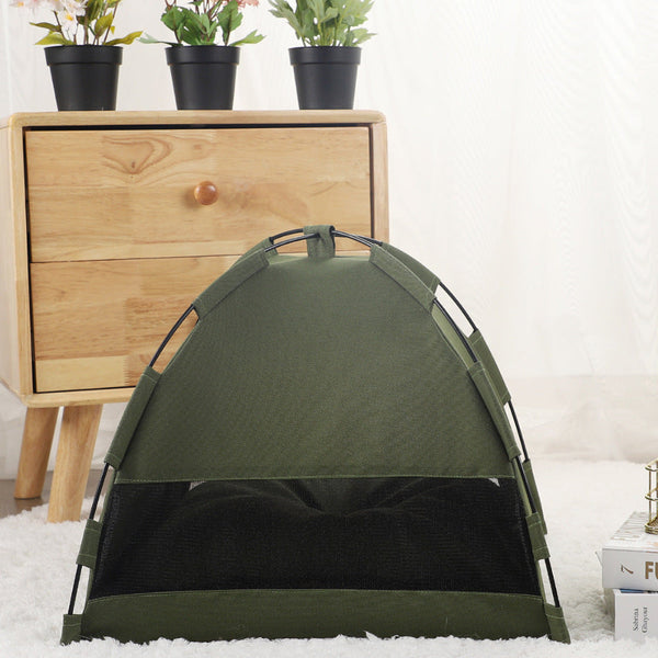 Elosung M Pewter Gray Foldable Breathable Summer Pet Tent With Cooling Mat Portable Outdoor And Indoor Shelter Pet Beds