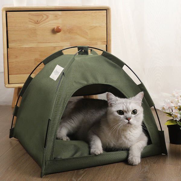 Elosung L Green Foldable Breathable Summer Pet Tent With Cooling Mat Portable Outdoor And Indoor Shelter Pet Beds