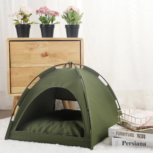 Elosung L Green Foldable Breathable Summer Pet Tent With Cooling Mat Portable Outdoor And Indoor Shelter Pet Beds