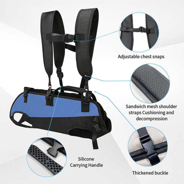 Elosung Small Blue Multifunctional Pet Backpack With Straps Outdoor Assist Walking Harness Carrier For Dogs And Cycling Pet Transport