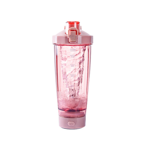 Elosung Pink Electric Shaker Bottle Without Led Light 550Ml Sports Protein Mixer Cup For Gym And Travel Shake Bottles & Mixers