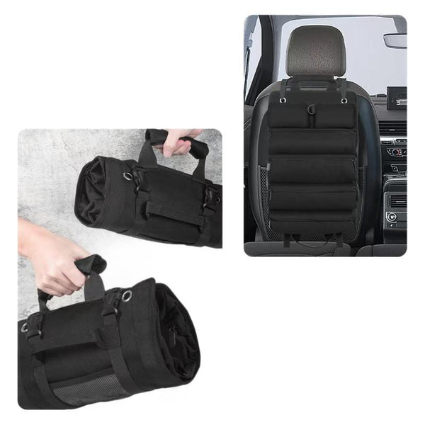 Elosung Car Tool Roll Up Bag Portable Electrician & Woodworking Organizer Multi Pocket Storage Car Organisers