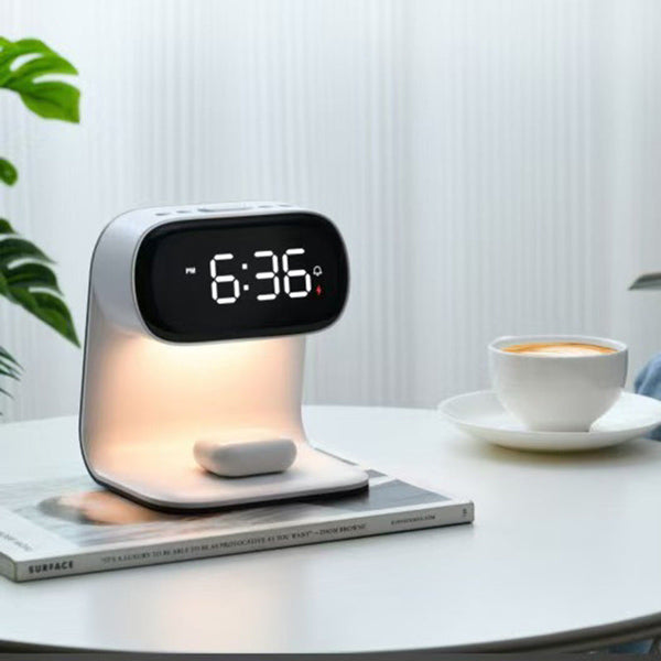 Elosung Smart Bedside Night Light With Alarm Clock & Wireless Charging Multifunctional Led Desk Lamp Alarm Clocks & Clock Radios