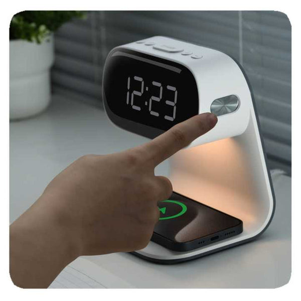 Elosung Smart Bedside Night Light With Alarm Clock & Wireless Charging Multifunctional Led Desk Lamp Alarm Clocks & Clock Radios