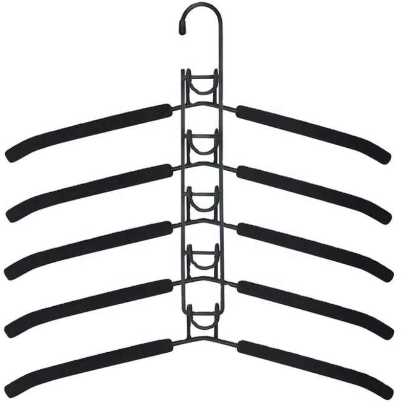 Elosung 2 Pcs Black Adult Multi Layer Foam Hanger Detachable Non Slip Clothes Rack Space Saving Wardrobe Organizer Garment Racks