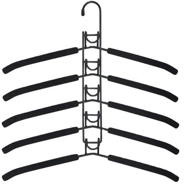 Elosung 2 Pcs Black Adult Multi Layer Foam Hanger Detachable Non Slip Clothes Rack Space Saving Wardrobe Organizer Garment Racks