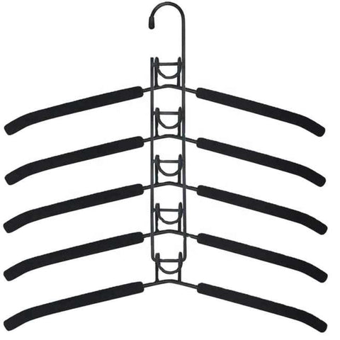 Elosung 2 Pcs Black Adult Multi Layer Foam Hanger Detachable Non Slip Clothes Rack Space Saving Wardrobe Organizer Garment Racks