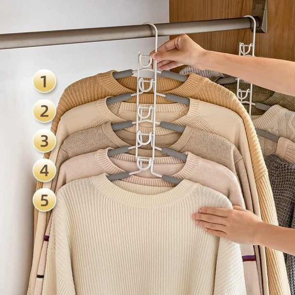 Elosung 2 Pcs Grey Adult Multi Layer Foam Hanger Detachable Non Slip Clothes Rack Space Saving Wardrobe Organizer Garment Racks