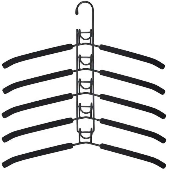 Elosung 2 Pcs Grey Adult Multi Layer Foam Hanger Detachable Non Slip Clothes Rack Space Saving Wardrobe Organizer Garment Racks