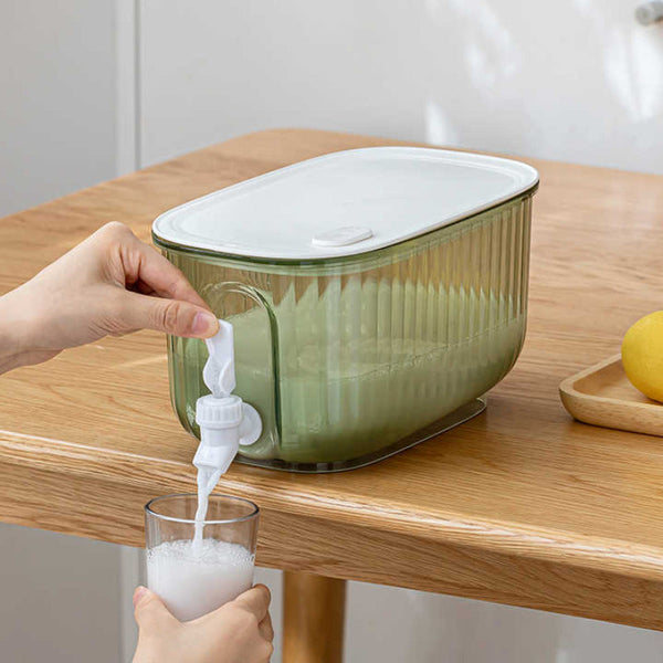 Elosung Green 4 Liter Refrigerator Cold Drink Dispenser Juice & Fruit Infuser Water Pitcher Spigot Beverage Container Jugs & Pitchers