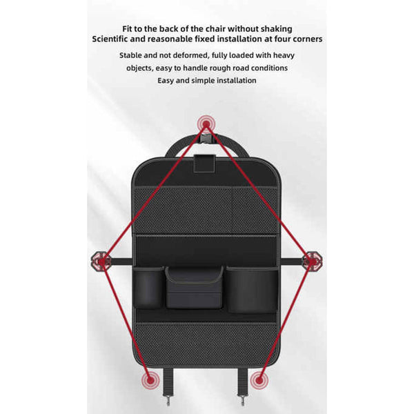 Elosung Grey Car Seat Back Organizer With Foldable Tray Leather Backseat Storage Bag Multi Pocket Vehicle Car Organisers