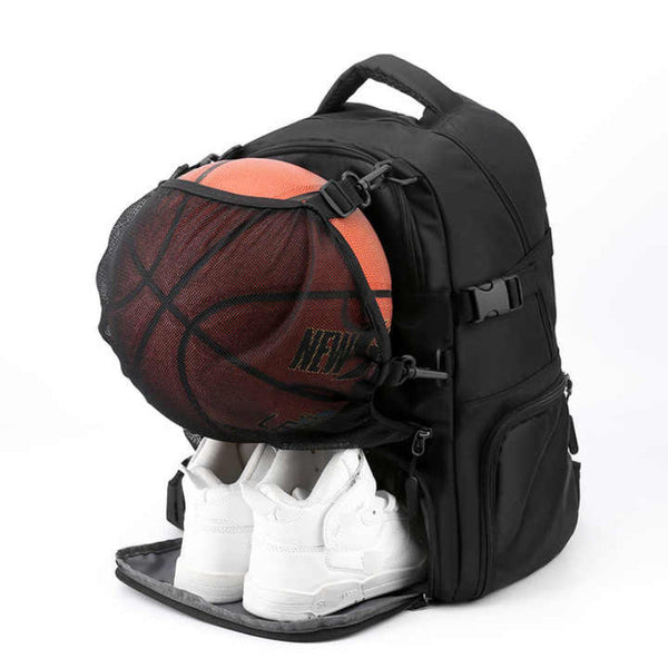 Elosung Black Large Capacity Sports Backpack Waterproof Basketball And Soccer Bag Separate Shoe Compartment Student Women Backpacks