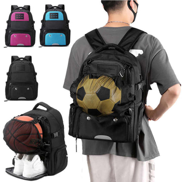Elosung Blue And Black Large Capacity Sports Backpack Waterproof Basketball & Soccer Bag Separate Shoe Compartment Student Women Backpacks