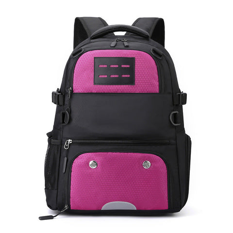 Elosung Pink And Black Large Capacity Sports Backpack Waterproof Basketball & Soccer Bag Separate Shoe Compartment Student Gym Bags