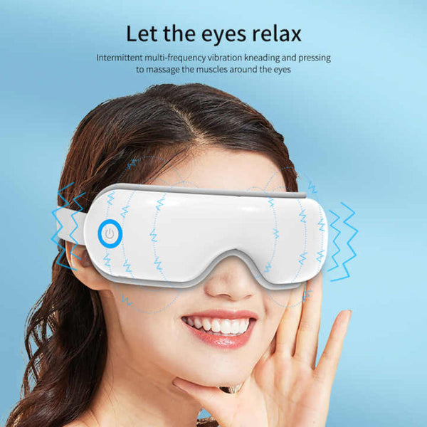 Elosung White Air Compression Eye Massager Heated With Vibration & Bluetooth Music Portable Care Device Massagers