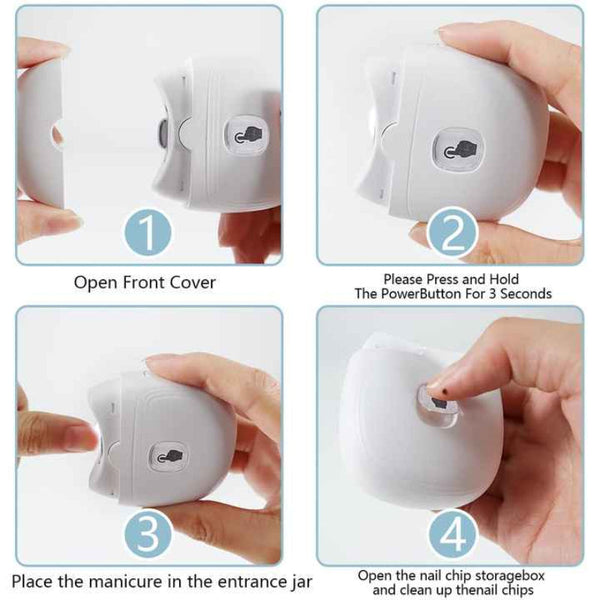 Elosung White Automatic Electric Nail Trimmer With Led Light Rechargeable Clipper And File For Adults & Kids Portable Care Device Electric Files & Too