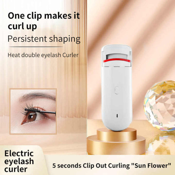 Elosung White Electric Heated Eyelash Curler Portable Rechargeable Lash Long Lasting Curling Tool Eyelash Tools