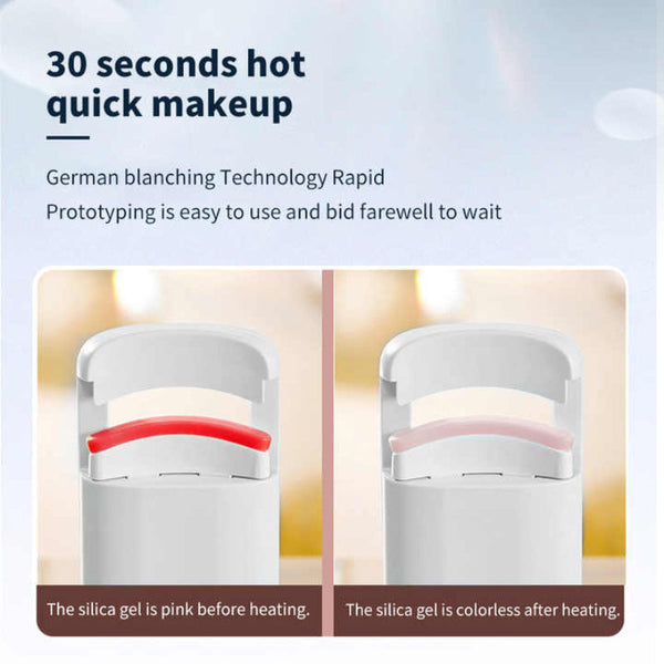 Elosung White Electric Heated Eyelash Curler Portable Rechargeable Lash Long Lasting Curling Tool Eyelash Tools