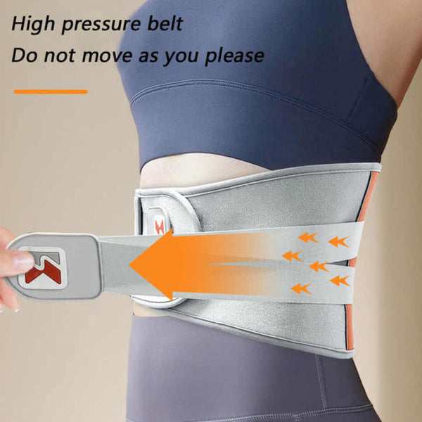 Elosung Grey And Orange Wireless Heated Waist Massager With Lumbar Support Smart Back Pain Relief Device Massagers