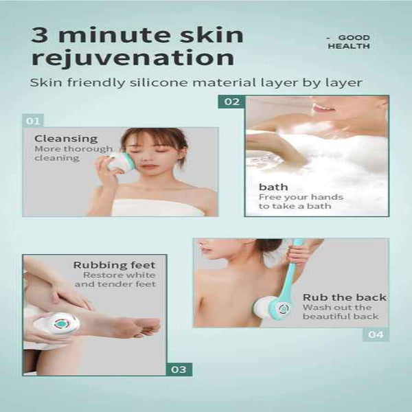 Elosung Purple Electric Bath Brush & Multi Functional Massager Long Handle Waterproof Body Cleansing Tool Bath Brushes & Sponges