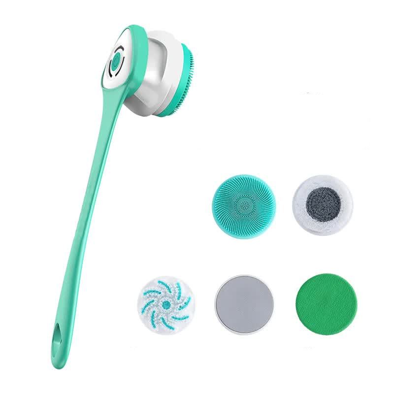 Elosung Green Electric Bath Brush & Multi Functional Massager Long Handle Waterproof Body Cleansing Tool Bath Brushes & Sponges