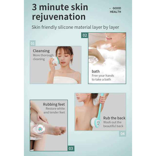 Elosung Green Electric Bath Brush & Multi Functional Massager Long Handle Waterproof Body Cleansing Tool Bath Brushes & Sponges