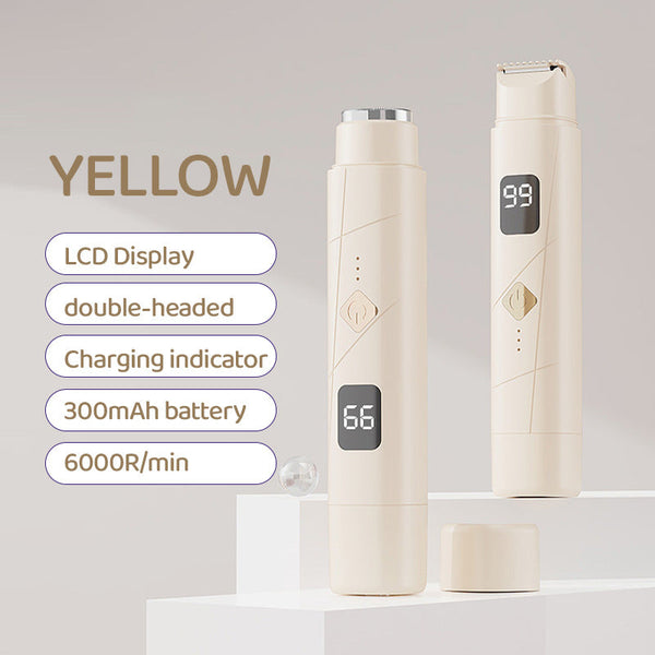 Elosung Light Yellow Portable Wireless Electric Hair Remover Dual Head Rechargeable Mini Shaver For Women's Sensitive Areas Women's Shavers