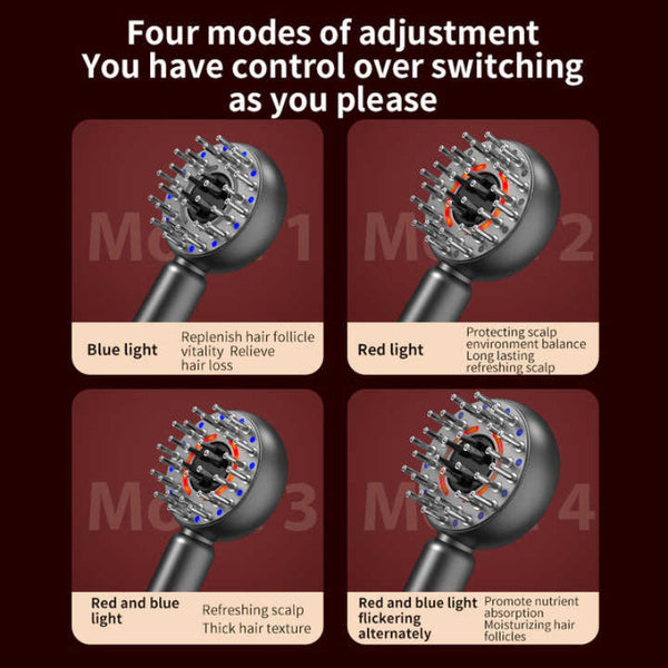 Elosung Blue Intelligent Scalp Massager Brush With Red Light Therapy Hair Care Volumizing And Essence Applicator Massagers