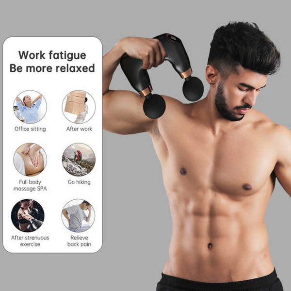 Elosung Black Dual Head Mini Massage Gun Portable Professional Muscle Relaxation Device With 5 Speed Adjustment For Deep Tissue Recovery And Pain Reli